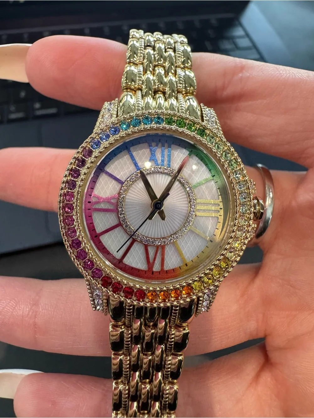 Judith Ripka x Diamonique Rainbow Stainless Steel Watch